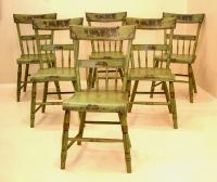Early country chairs in apple green paint c1825