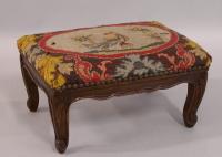 French Antique needlepoint foot stool c1880