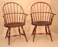 Antique Pair Sack Back Windsor Arm Chairs