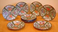9 Chinese Export Rose Medallion Porcelain Plates