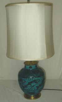 Vintage Longwy pottery Fish Lamp
