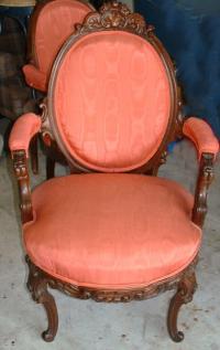 Pair Victorian Walnut parlor chairs c1890