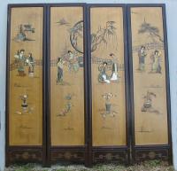 Chinese four part room divider screen c 1900