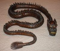 Japanese reticulated mythological snake dragon sculpture