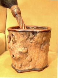 Chinese Huang Huali wood brush pot in tree stump