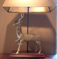 Chinese bronze deer table lamp