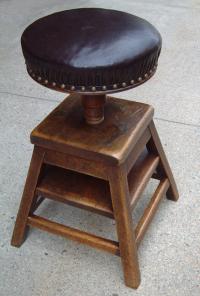 Antique Wood leather French artist stool c1875