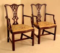 Antique Centennial American Chippendale Mahogany Arm Chairs