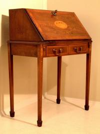 Regency slant front desk with satin wood inlay c1820