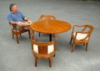 Baker Company Modern Bridge Table and four chairs C1940
