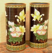 Chinese cylinder form cloisonne vases circa 1920