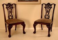 Pair Centennial American Chippendale side chairs ball and claw feet c1880
