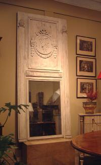 Large French panel mirror with pineapples columns swagged center medallion