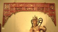 Chinese alcove overdoor cinnamon red with gild c1880
