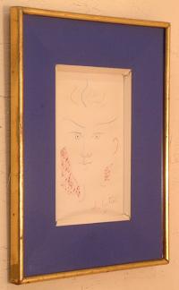 French Poet Jean Cocteau signed drawing