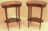 Pair of French inlaid kidney shaped night stands c1880