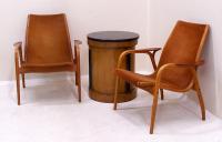 Yngve Ekstrom Swedese Pair Suede Modern Chairs c1960