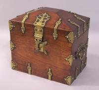 French wood and brass Tantalus decanter box c1840 to 1860