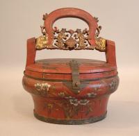Chinese 19th c painted wood market box