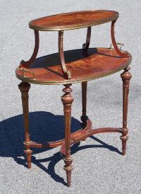 French antique marquetry inlaid dessert table