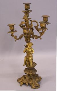 French gilt bronze cherub candelabra c1875