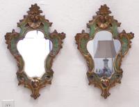 Pair of antique hand painted Italian Rococo wall mirrors