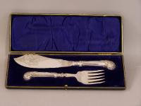 English sterling silver knife and fork fish set c1925