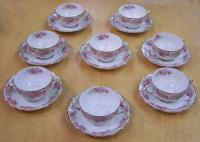 Limoges porcelain consomme cups and saucers