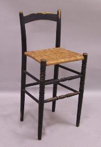 French high kitchen stool with woven cane seat c1880