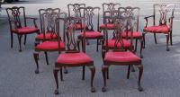 Antique set of eleven Chippendale style dining chairs c1900
