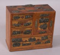 Japanese Meiji Miniature Jewelry cabinet box with Menuki