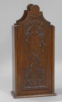Early country French walnut wall pipe box c1800