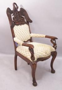 Period French Empire carved swan arm chair c1810