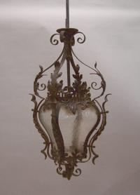 French wrought iron porte cochere lantern c1920