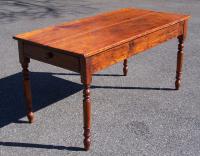 Antique American country pine kitchen table with drawer c1830