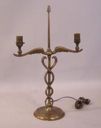 Sword of Aesclipius bronze lamp