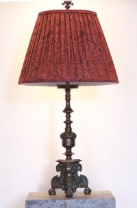Baroque style ball and claw foot bronze table lamp c1900