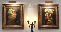 Pair of portraits signed J. Klepp in the style of Arcimboldo