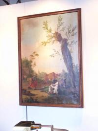 Large antique 18th century French landscape oil on canvas