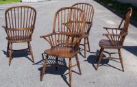 Set of four reproduction English Windsor Oak Arm Chairs