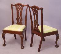 Pair American ball and claw foot mahogany Chippendale chairs c1875