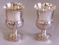 Pair early American  coin silver wine cups c1780