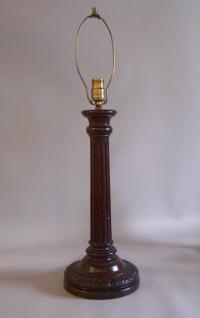 Wood column lamp made from walnut c1900