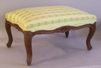 Antique French country carved walnut foot stool c1880