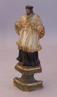 Spanish carved painted figure of San Ramon 18th c