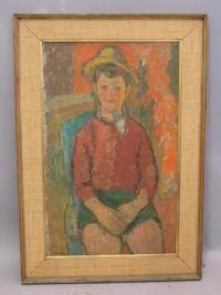 Portrait of a boy oil on canvas by Sigmund Landau c1930 to1950