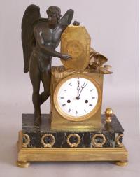 French Empire bronze and marble shelf clock c1820