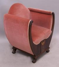 French Art Deco inlaid upholstered side chair c1900