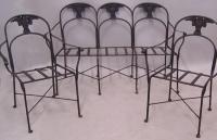 Wrought iron patio set winged owls c1920 Couch and 2 chairs