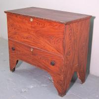 Period American country grain painted lift top blanket chest c1750